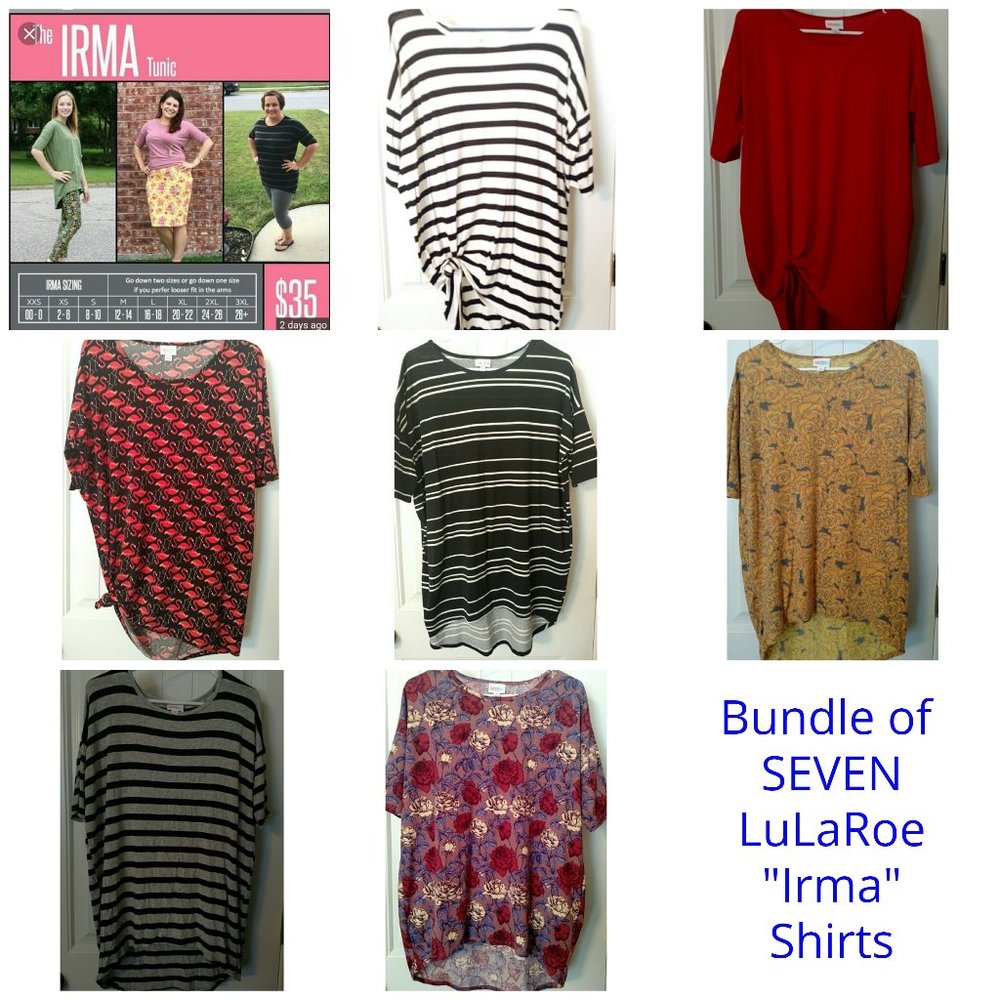 Bundle of SEVEN LuLaRoe Irma Shirts NWOT